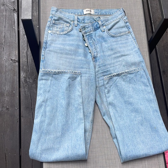 Agolde Cross Over Straight/Wide Leg Jeans - Picture 5 of 8